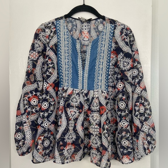 Sachin & Babi Kalena Floral Boho Embroidered Blouse Size Small - Picture 5 of 9